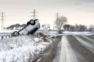 Profiltiefe Winterreifen Autounfall beschneite Straße